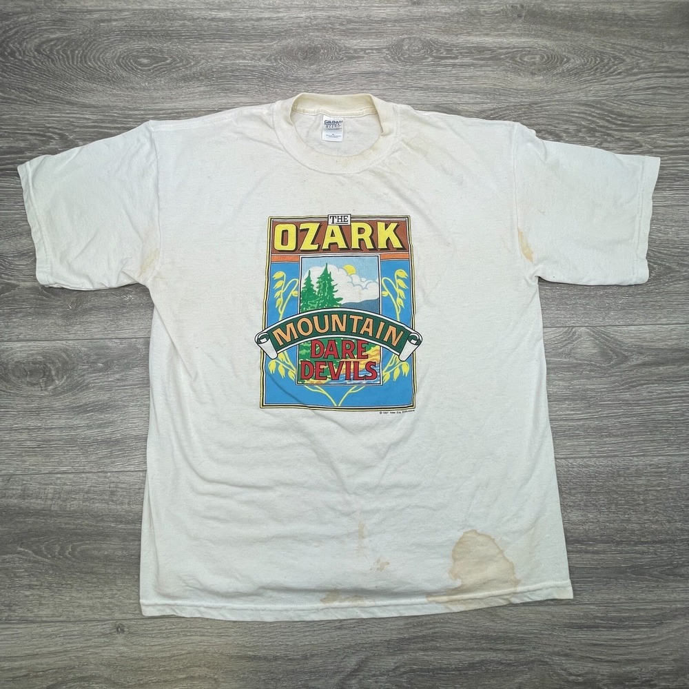 Vintage Ozark Mountain Daredevils Shirt Mens XL White Country Southern Rock 90s